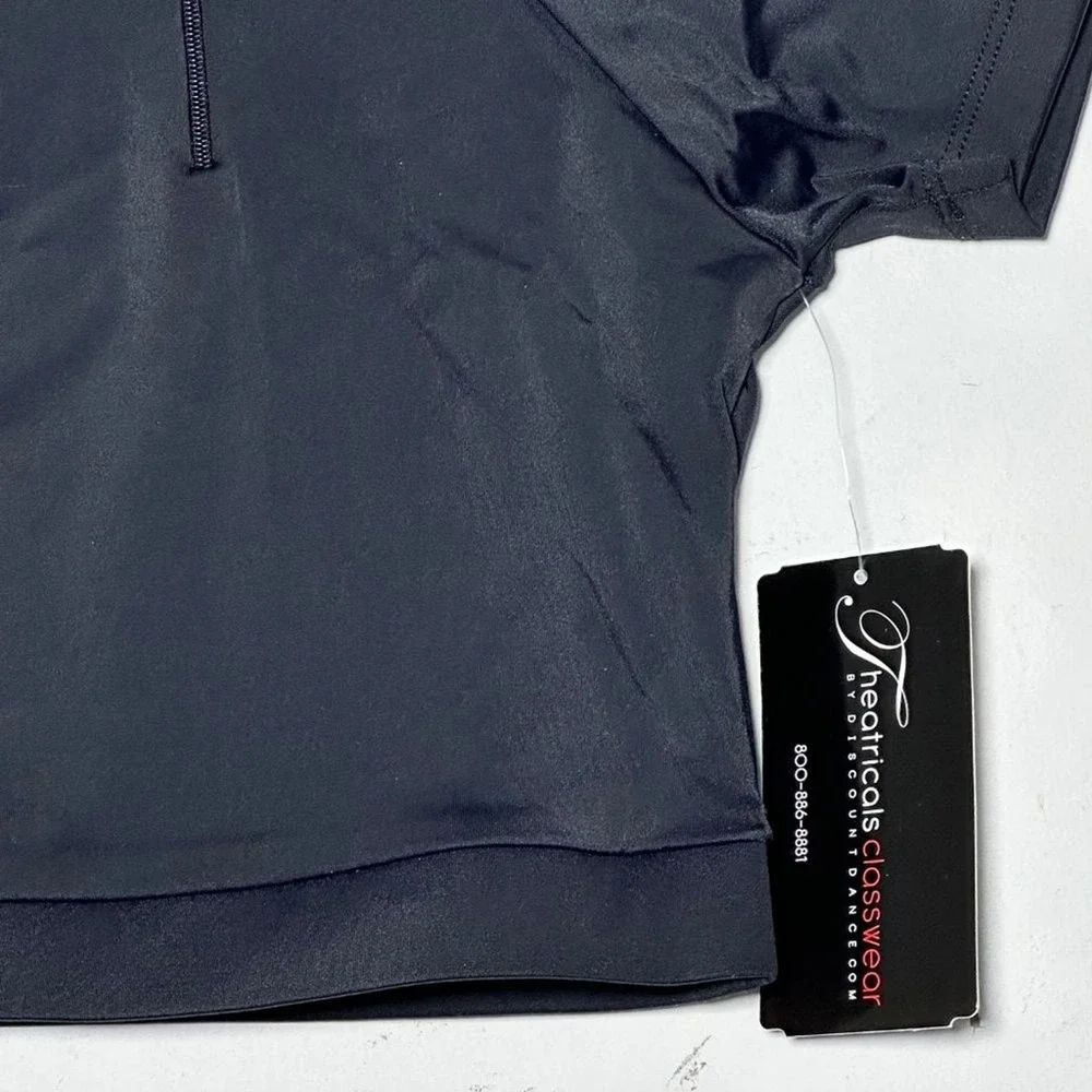 Theatricals‎ Classwear black Zip Mock Neck Short Sleeve Dance Crop Top